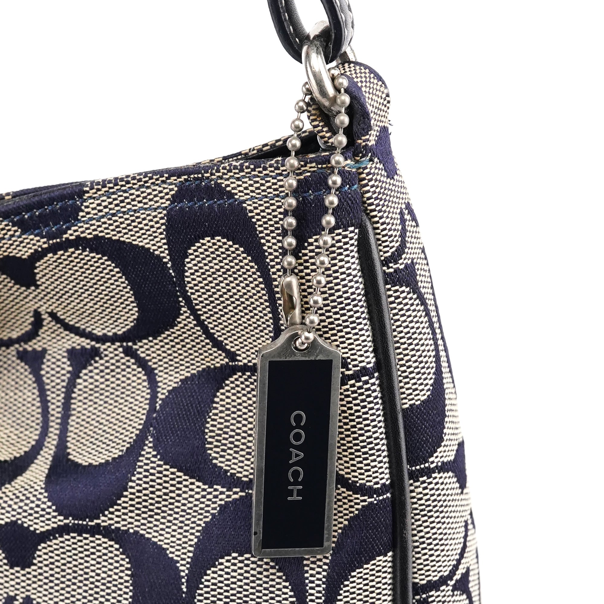 Coach 6091 Grey Navy Signature Canvas Shoulder Bag
