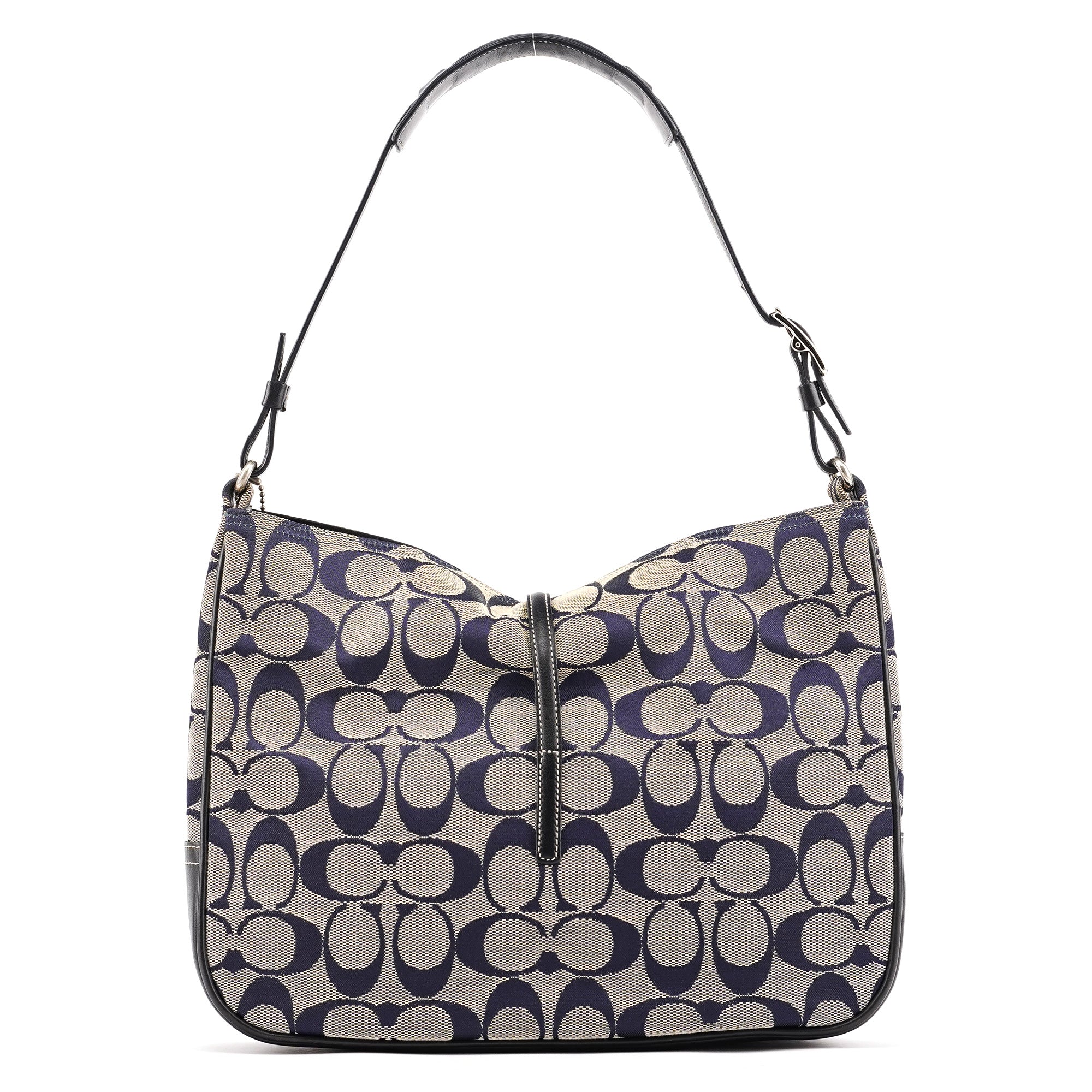 Coach 6091 Grey Navy Signature Canvas Shoulder Bag