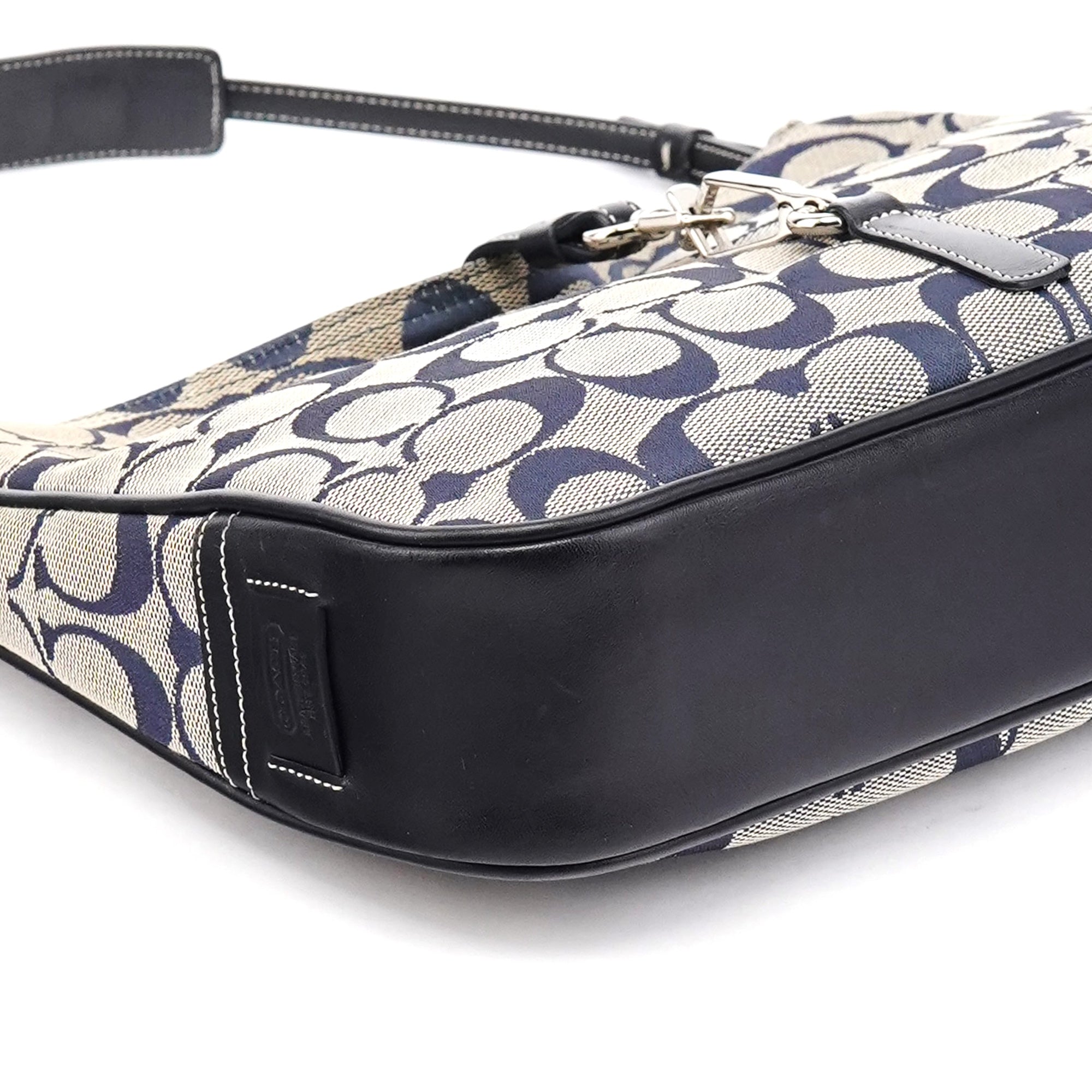 Coach 6091 Grey Navy Signature Canvas Shoulder Bag