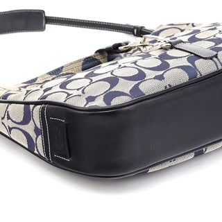 Coach 6091 Grey Navy Signature Canvas Shoulder Bag