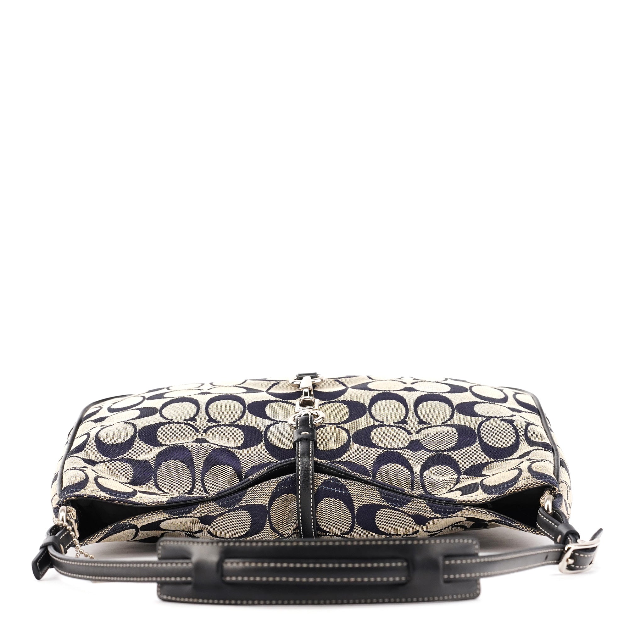 Coach 6091 Grey Navy Signature Canvas Shoulder Bag