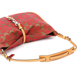 Coach 6091 Red Signature Canvas Hobo Bag