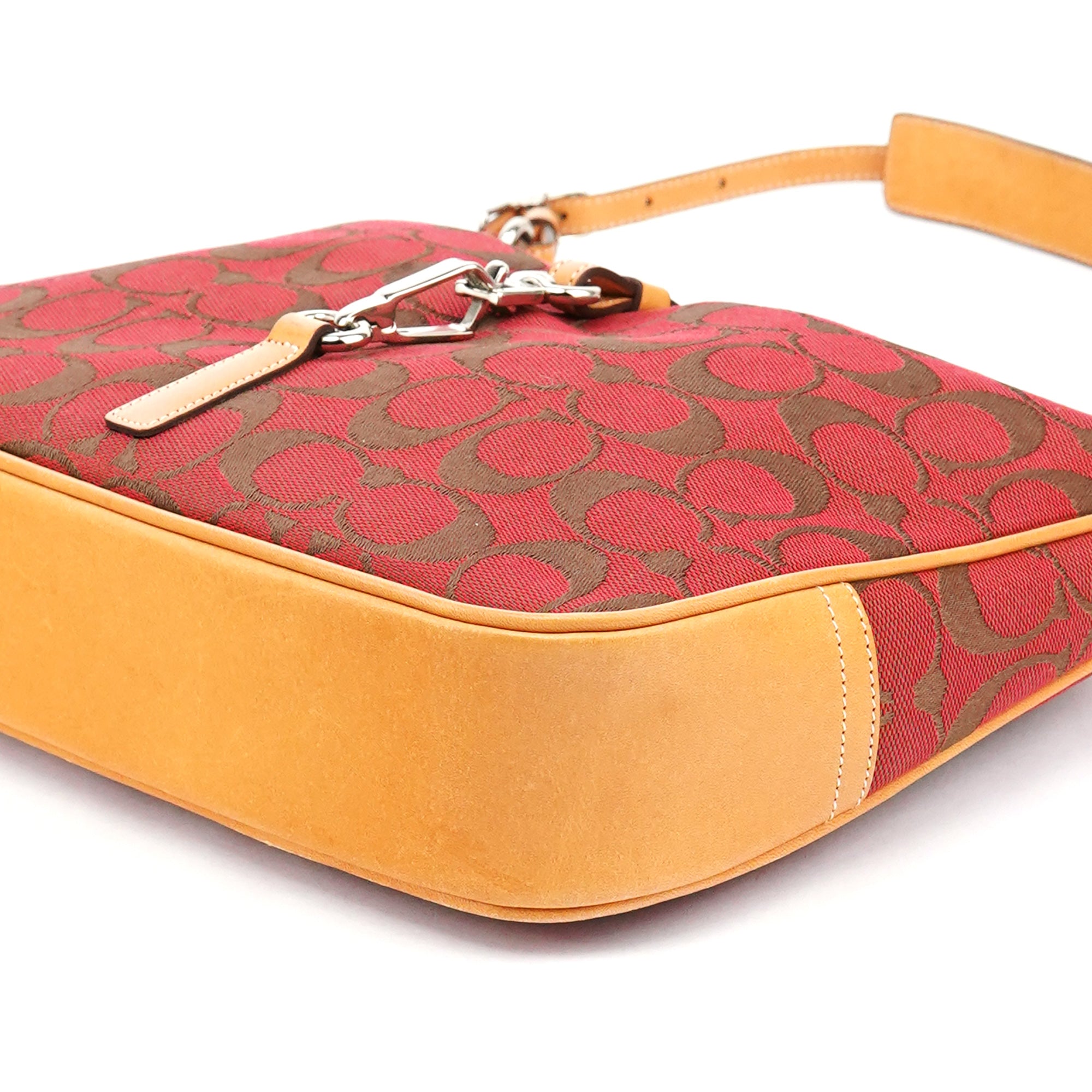 Coach 6091 Red Signature Canvas Hobo Bag