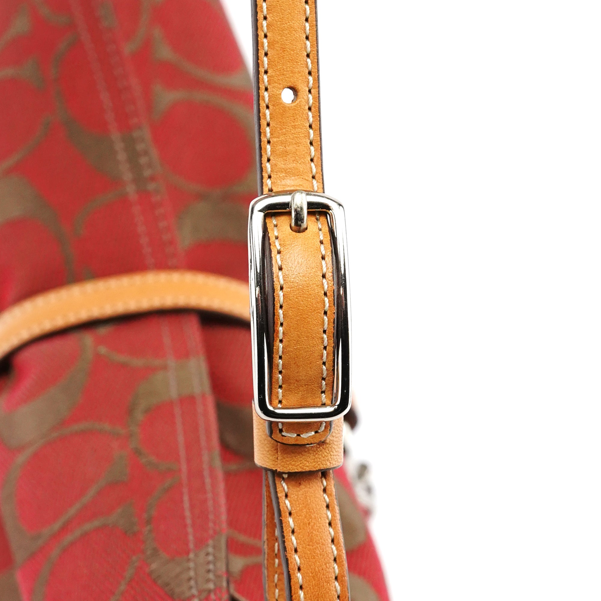 Coach 6091 Red Signature Canvas Hobo Bag