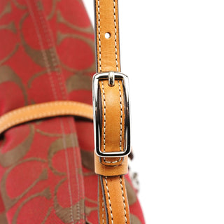 Coach 6091 Red Signature Canvas Hobo Bag