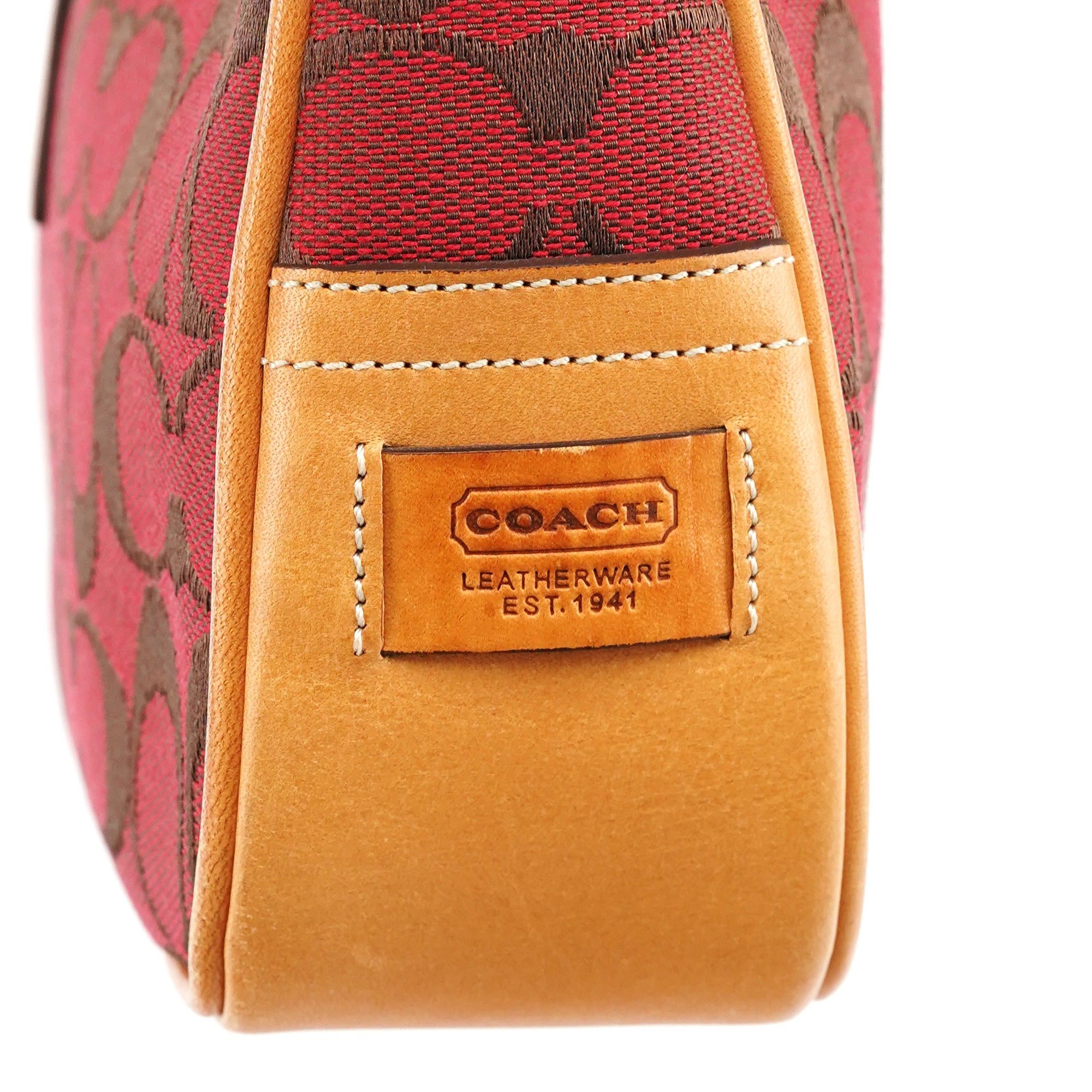 Coach 6091 Red Signature Canvas Hobo Bag