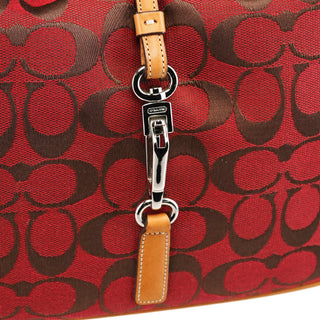 Coach 6091 Red Signature Canvas Hobo Bag