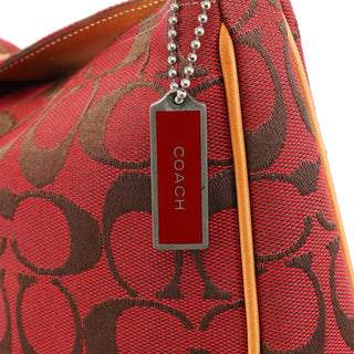 Coach 6091 Red Signature Canvas Hobo Bag