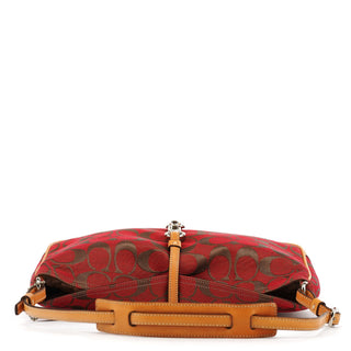 Coach 6091 Red Signature Canvas Hobo Bag