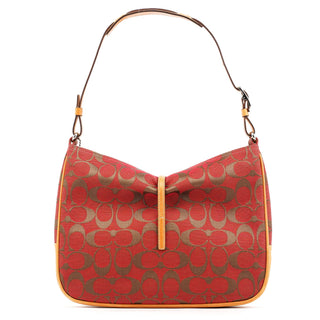 Coach 6091 Red Signature Canvas Hobo Bag