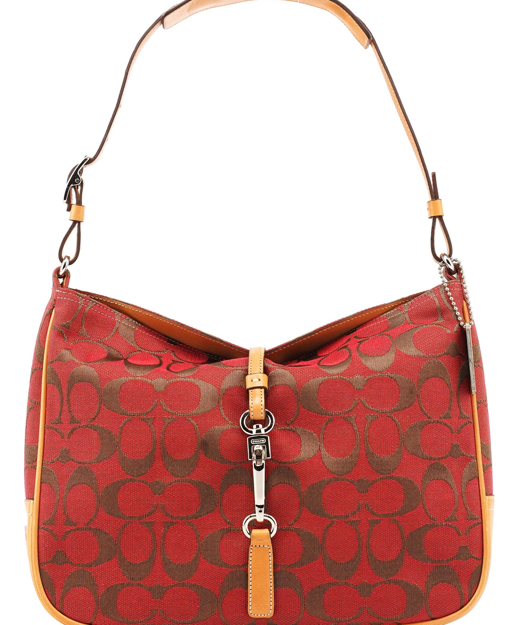 Coach 6091 Red Signature Canvas Hobo Bag