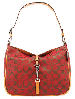 Coach 6091 Red Signature Canvas Hobo Bag