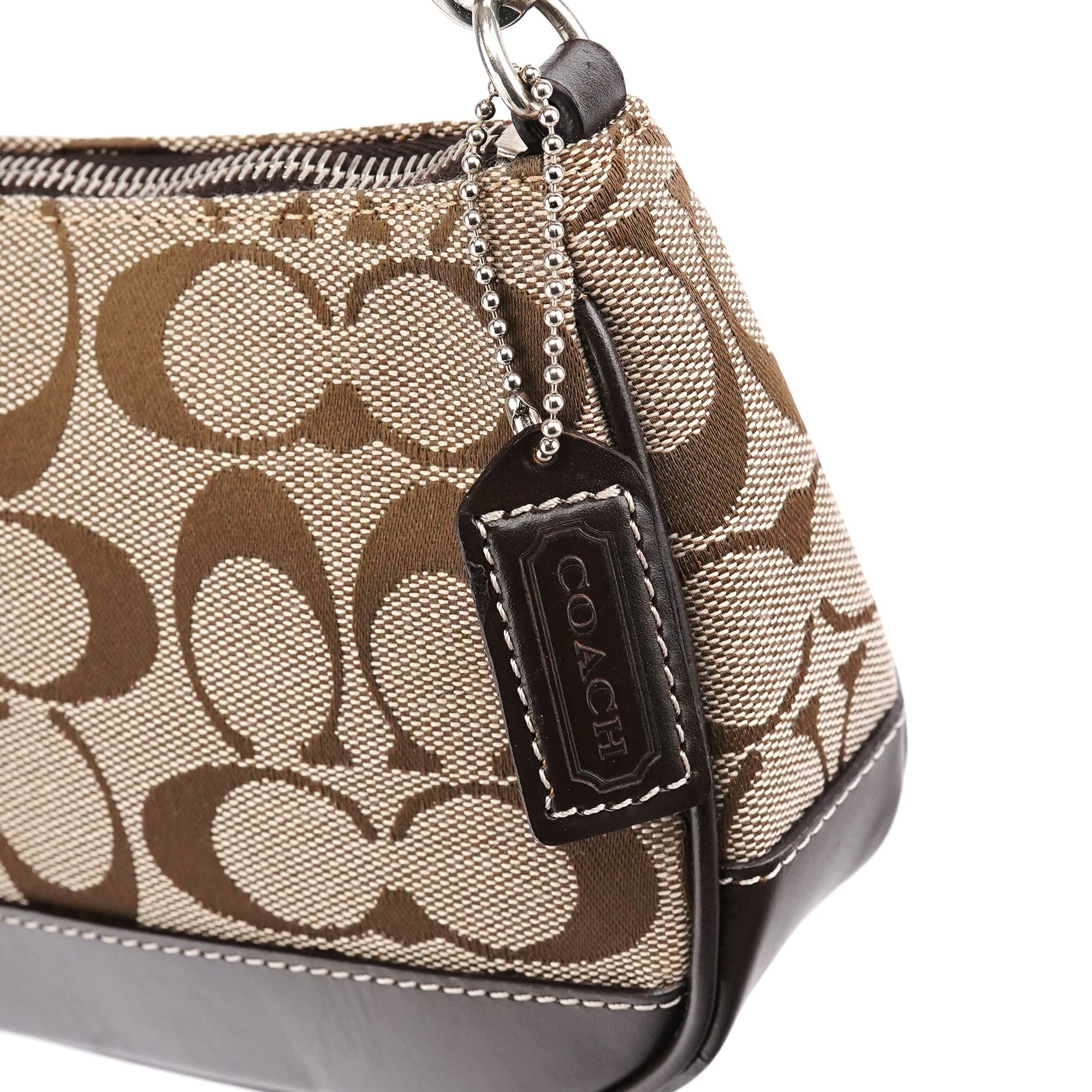 Coach 6094 Beige Brown Signature Canvas Mini Shoulder Bag