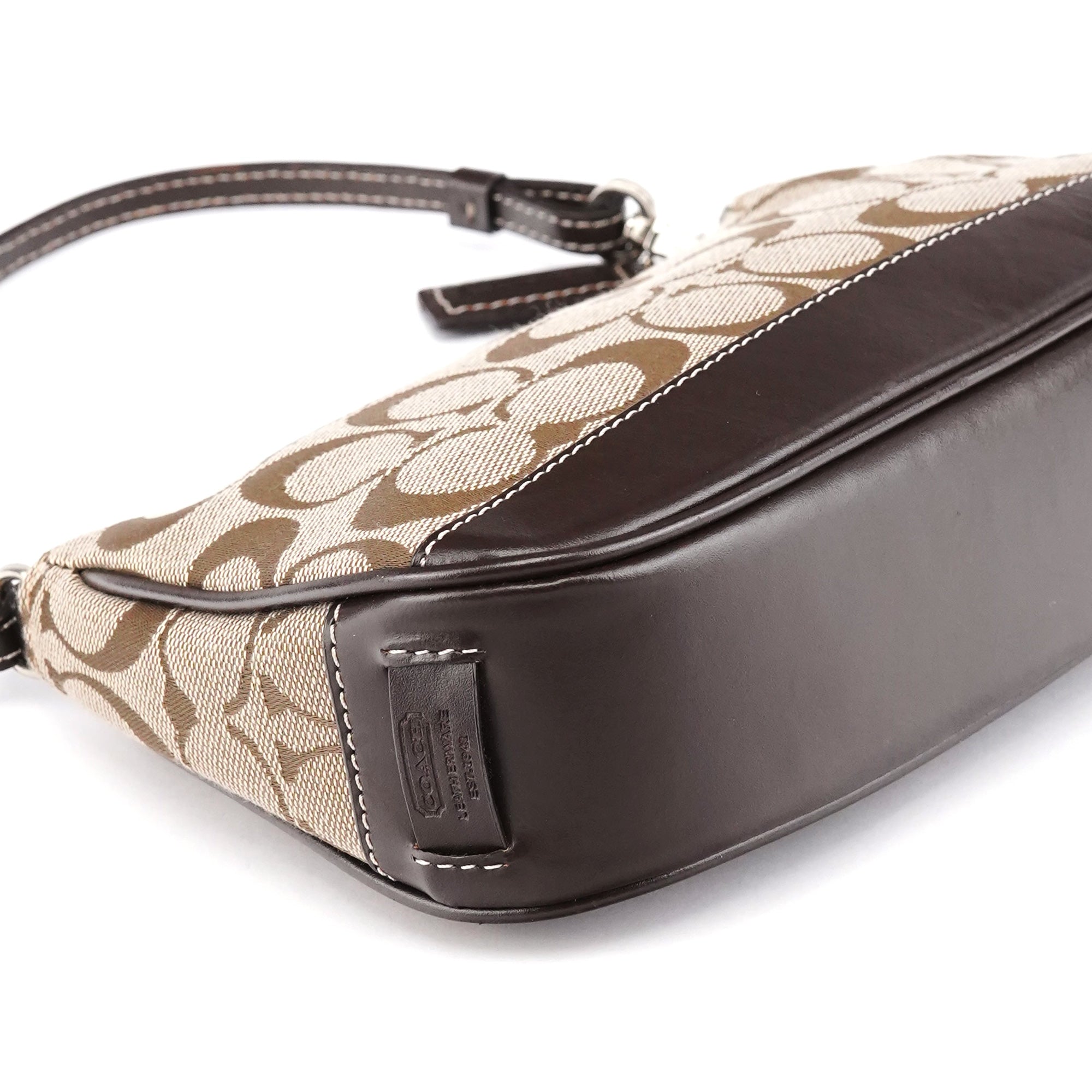 Coach 6094 Beige Brown Signature Canvas Mini Shoulder Bag