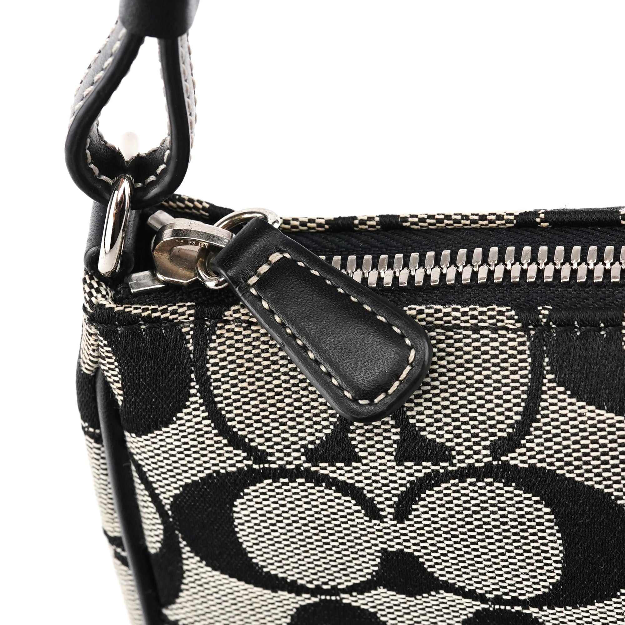 Coach 6094 Sac porté épaule Signature Demi en toile grise et noire