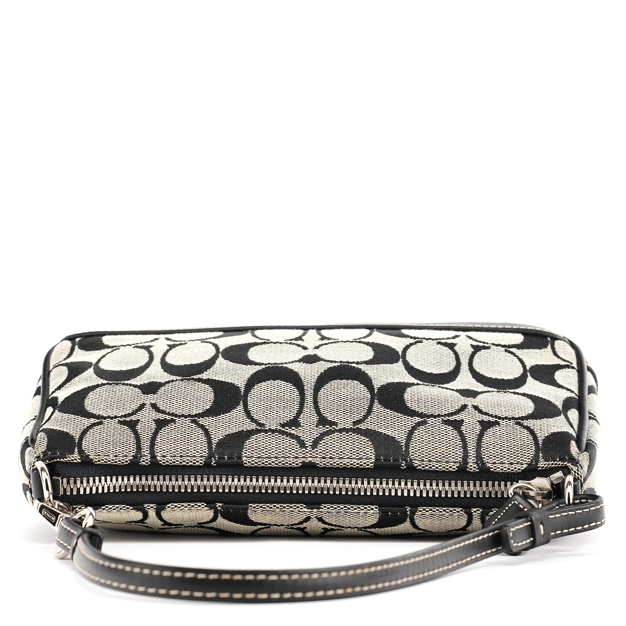 Coach 6094 Sac porté épaule Signature Demi en toile grise et noire