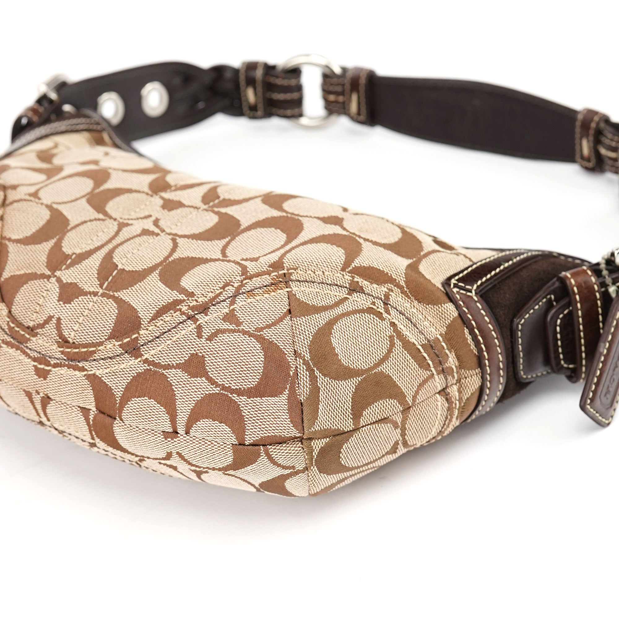 Coach 6266 Beige Brown Signature C Hobo Bag