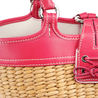 Coach 6270 Beige Pink Raffia Soho Bucket Bag