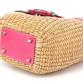 Coach 6270 Beige Pink Raffia Soho Bucket Bag