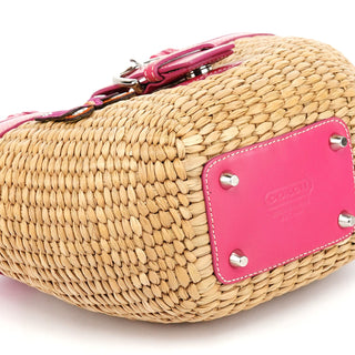 Coach 6270 Beige Pink Raffia Soho Bucket Bag