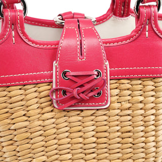 Coach 6270 Beige Pink Raffia Soho Bucket Bag