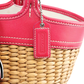 Coach 6270 Beige Pink Raffia Soho Bucket Bag