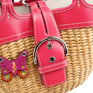 Coach 6270 Beige Pink Raffia Soho Bucket Bag