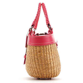 Coach 6270 Beige Pink Raffia Soho Bucket Bag