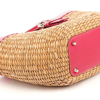 Coach 6271 Pink Beige Woven Straw Soho Tote Bag