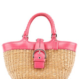 Coach 6271 Pink Beige Woven Straw Soho Tote Bag