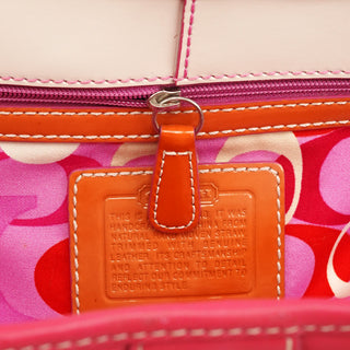 Coach 6271 Pink Beige Woven Straw Soho Tote Bag