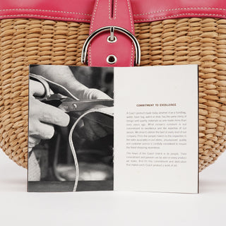 Coach 6271 Pink Beige Woven Straw Soho Tote Bag