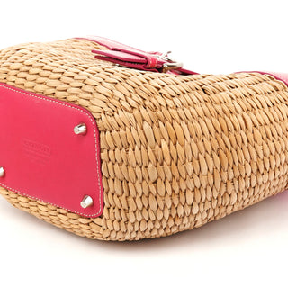 Coach 6271 Pink Beige Woven Straw Soho Tote Bag