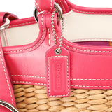 Coach 6271 Pink Beige Woven Straw Soho Tote Bag