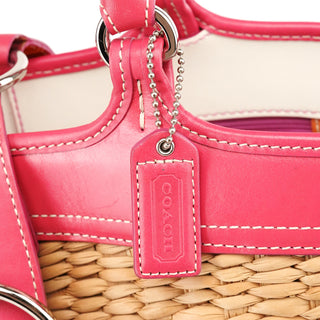 Coach 6271 Pink Beige Woven Straw Soho Tote Bag