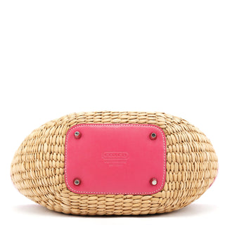 Coach 6271 Pink Beige Woven Straw Soho Tote Bag