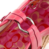 Coach 6271 Pink Beige Woven Straw Soho Tote Bag