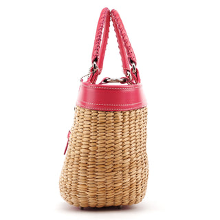Coach 6271 Pink Beige Woven Straw Soho Tote Bag
