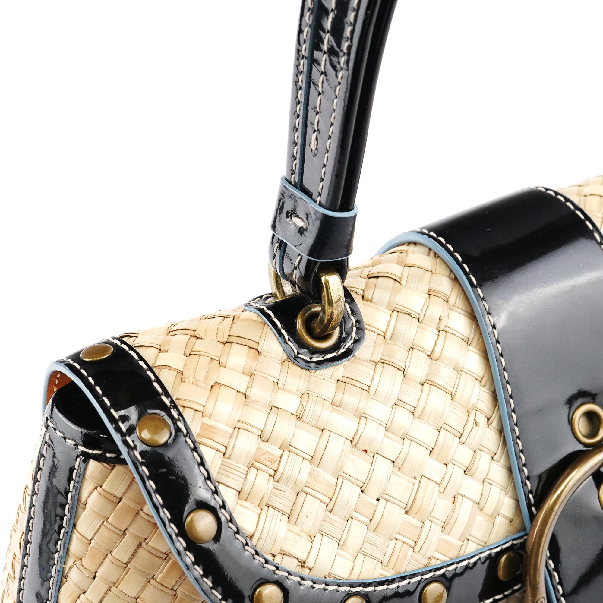 Coach 6274 Sac à poignée Soho en paille tressée beige et noire