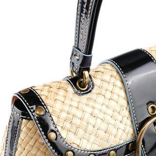 Coach 6274 Beige Black Woven Soho Top Handle Bag