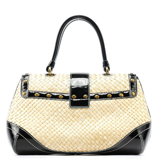 Coach 6274 Beige Black Woven Soho Top Handle Bag