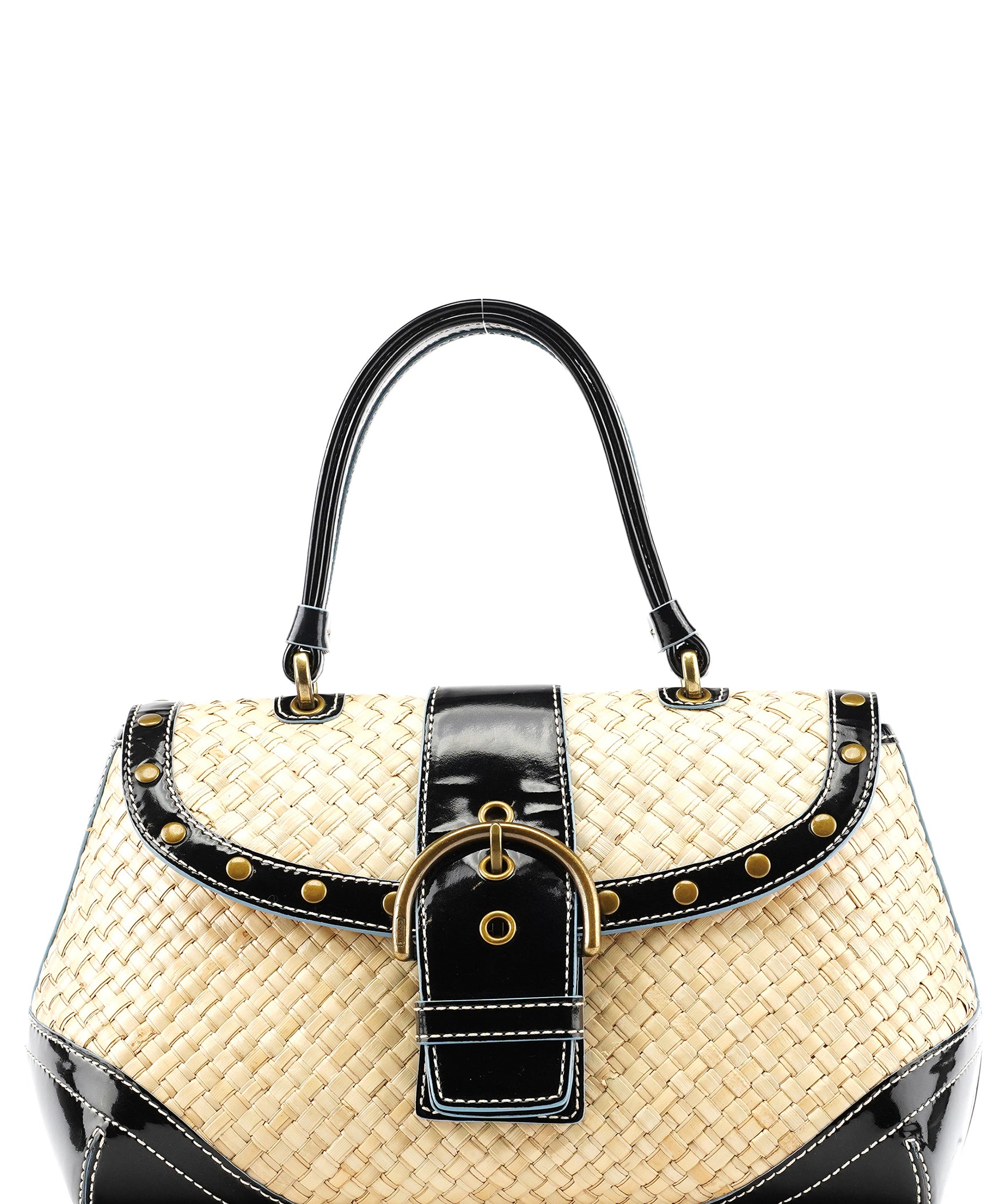 Coach 6274 Beige Black Woven Soho Top Handle Bag