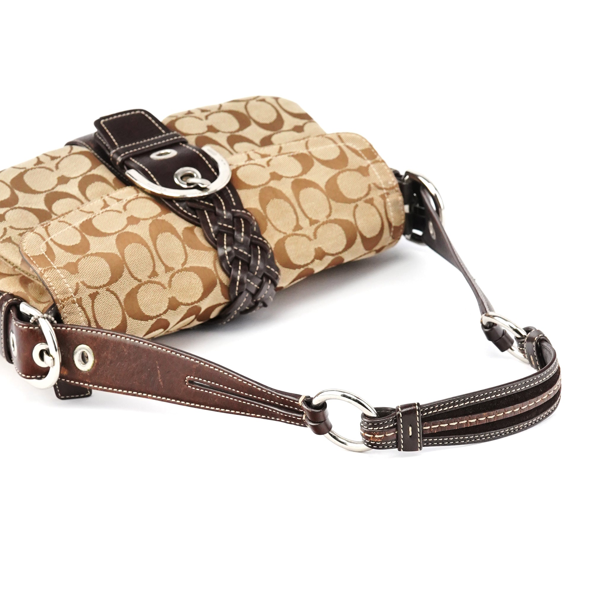 Coach 6314 Soho Schultertasche aus Signature Canvas in Beige und Braun