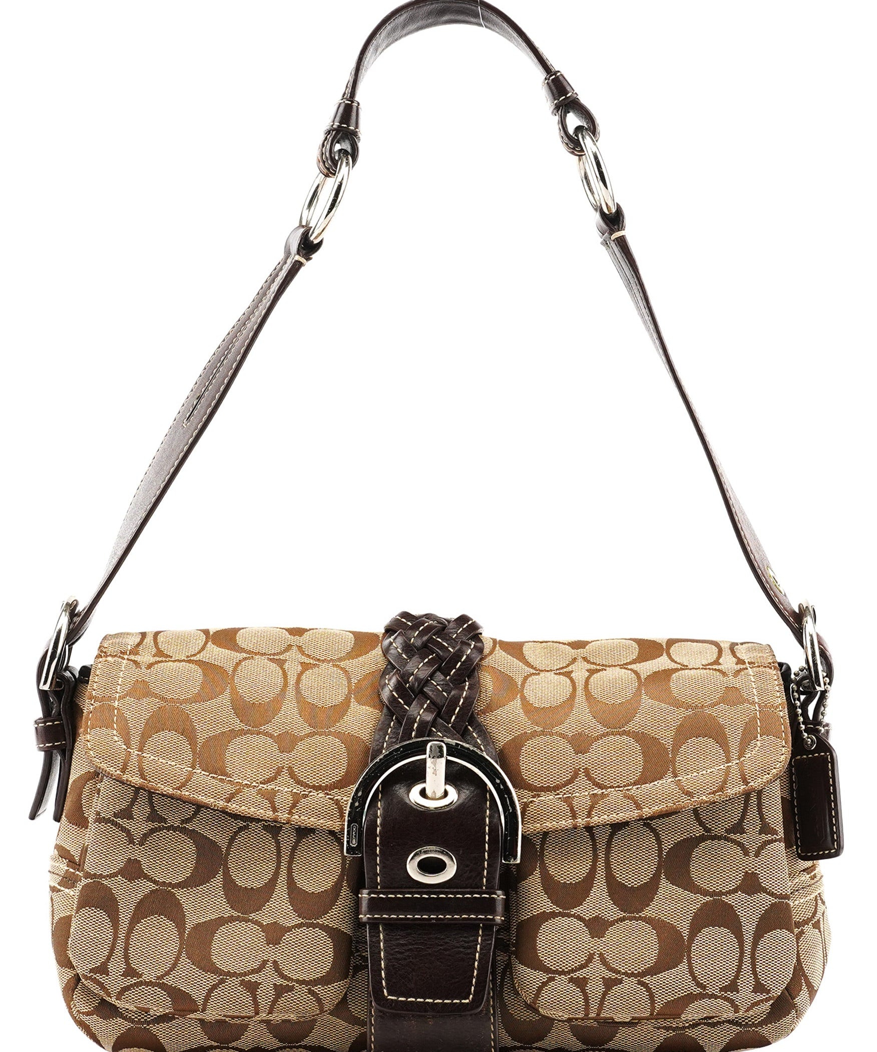 Coach 6314 Beige Brown Signature Soho Shoulder Bag
