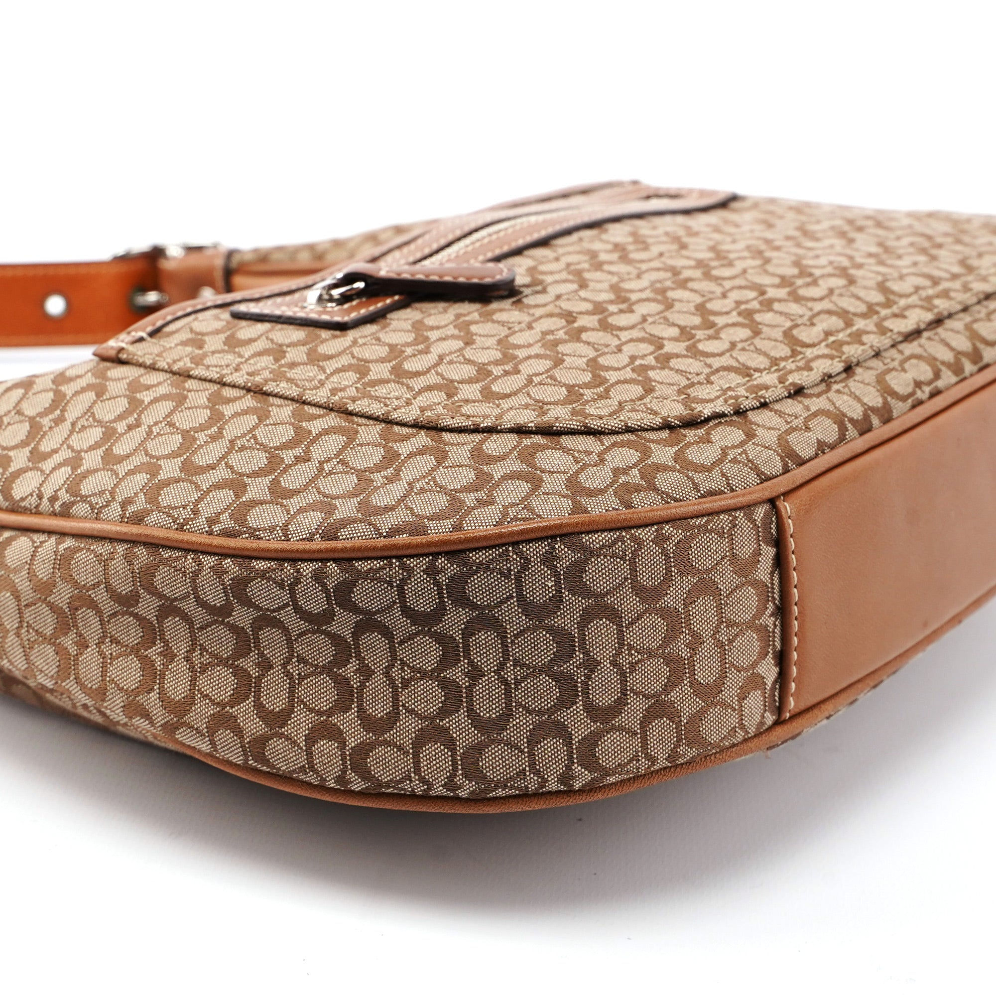 Coach 6343 Beige Signature C Crescent Shoulder Bag