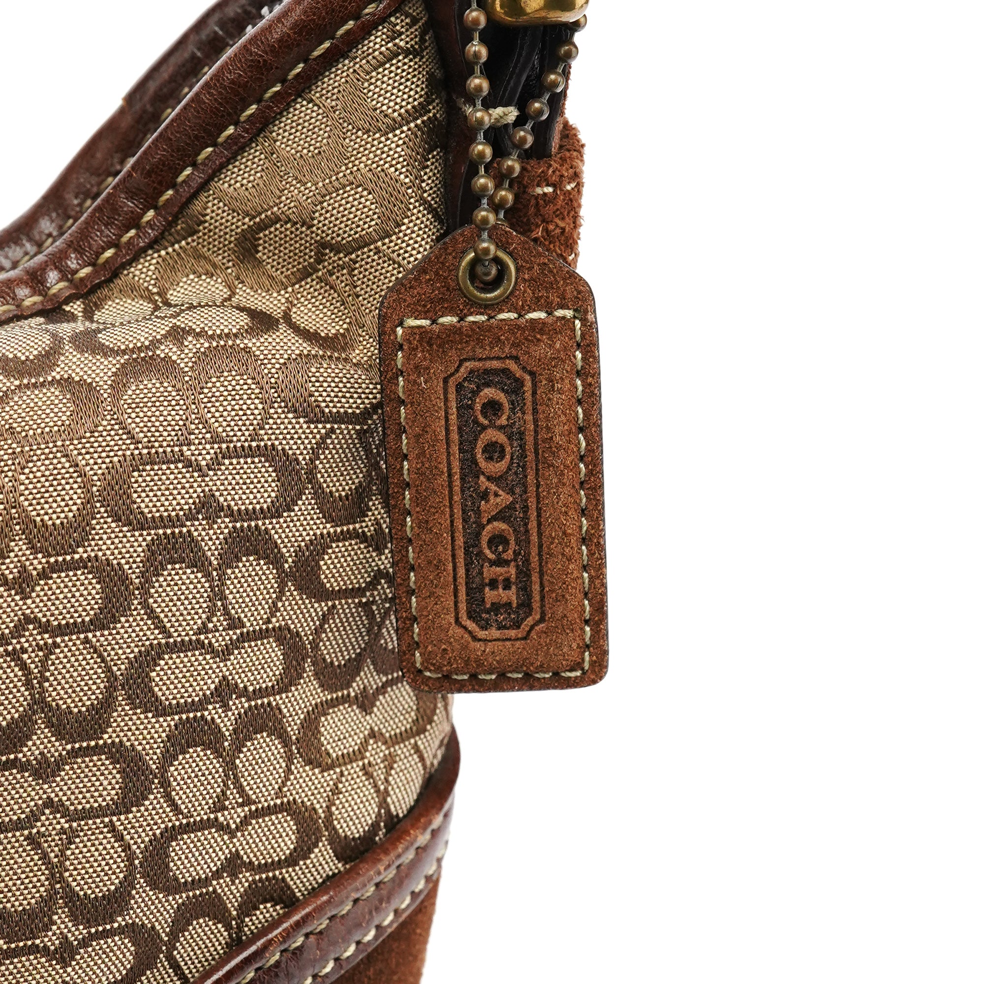 Coach 6351 Sac porté épaule Soho en daim beige et marron