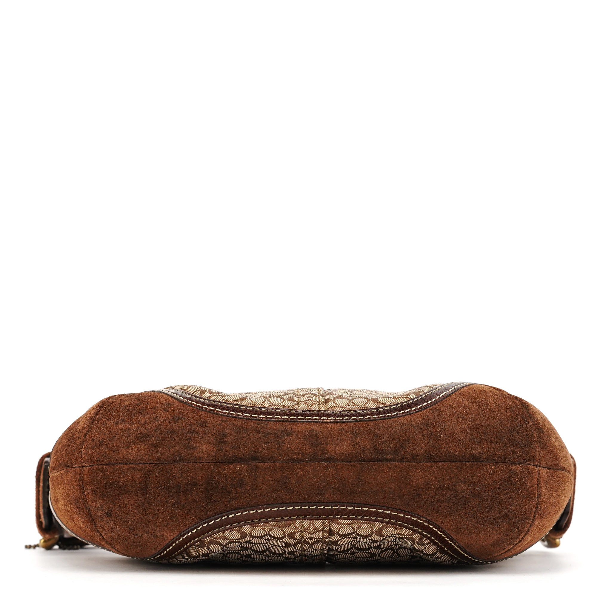 Coach 6351 Sac porté épaule Soho en daim beige et marron