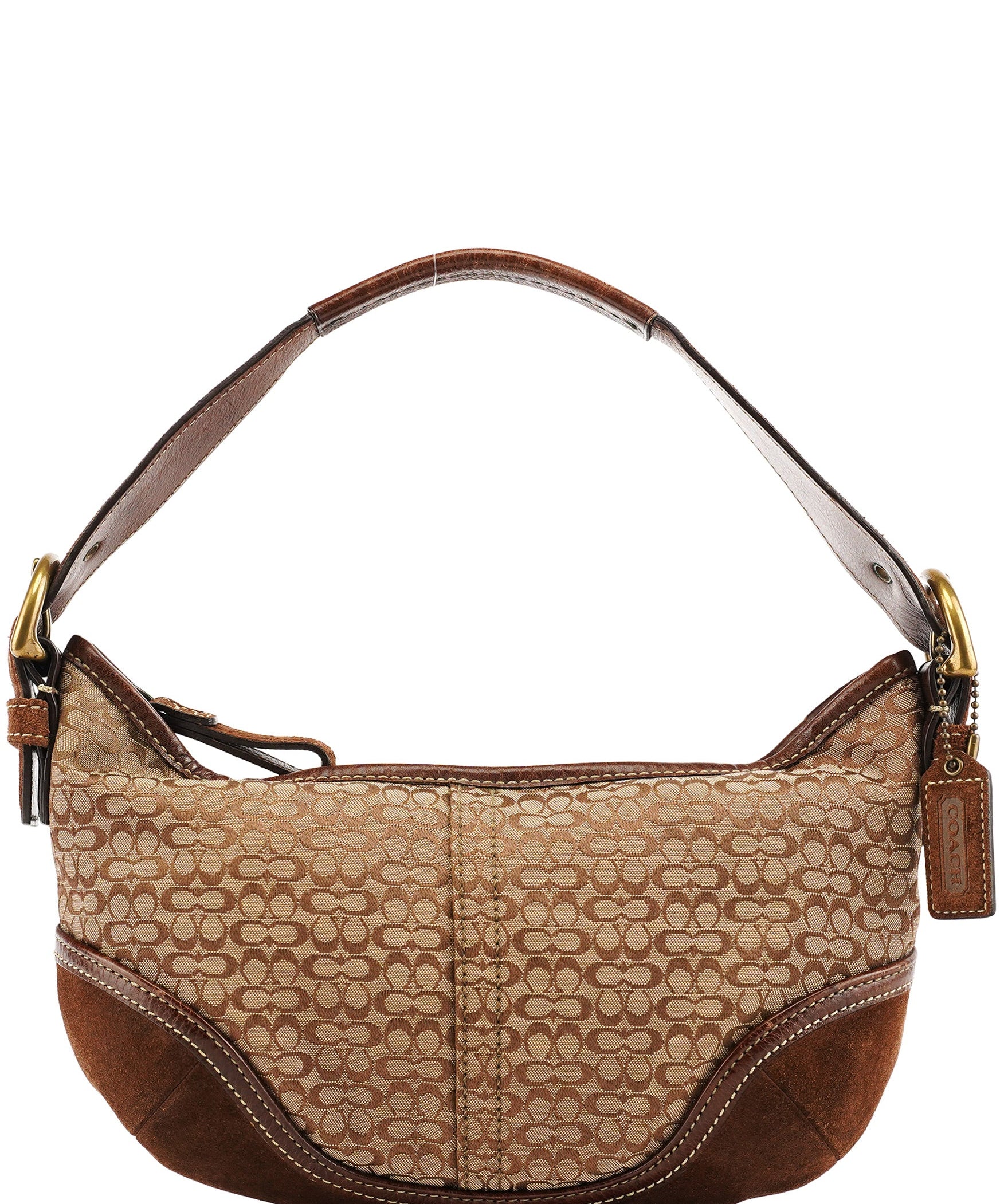 Coach 6351 Beige Brown Suede Soho Shoulder Bag