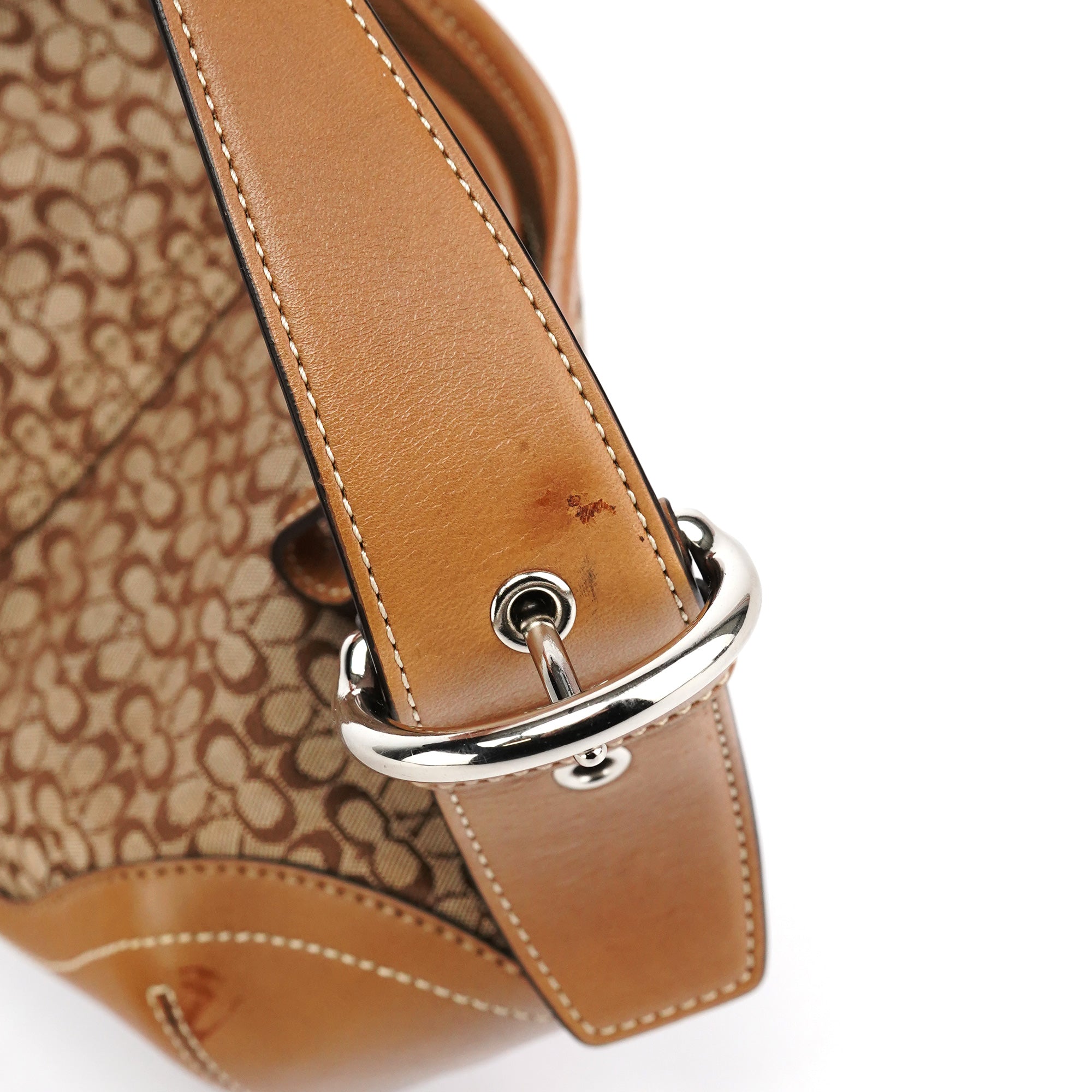 Coach 6351 Borsa a spalla Soho in pelle beige e marrone chiaro