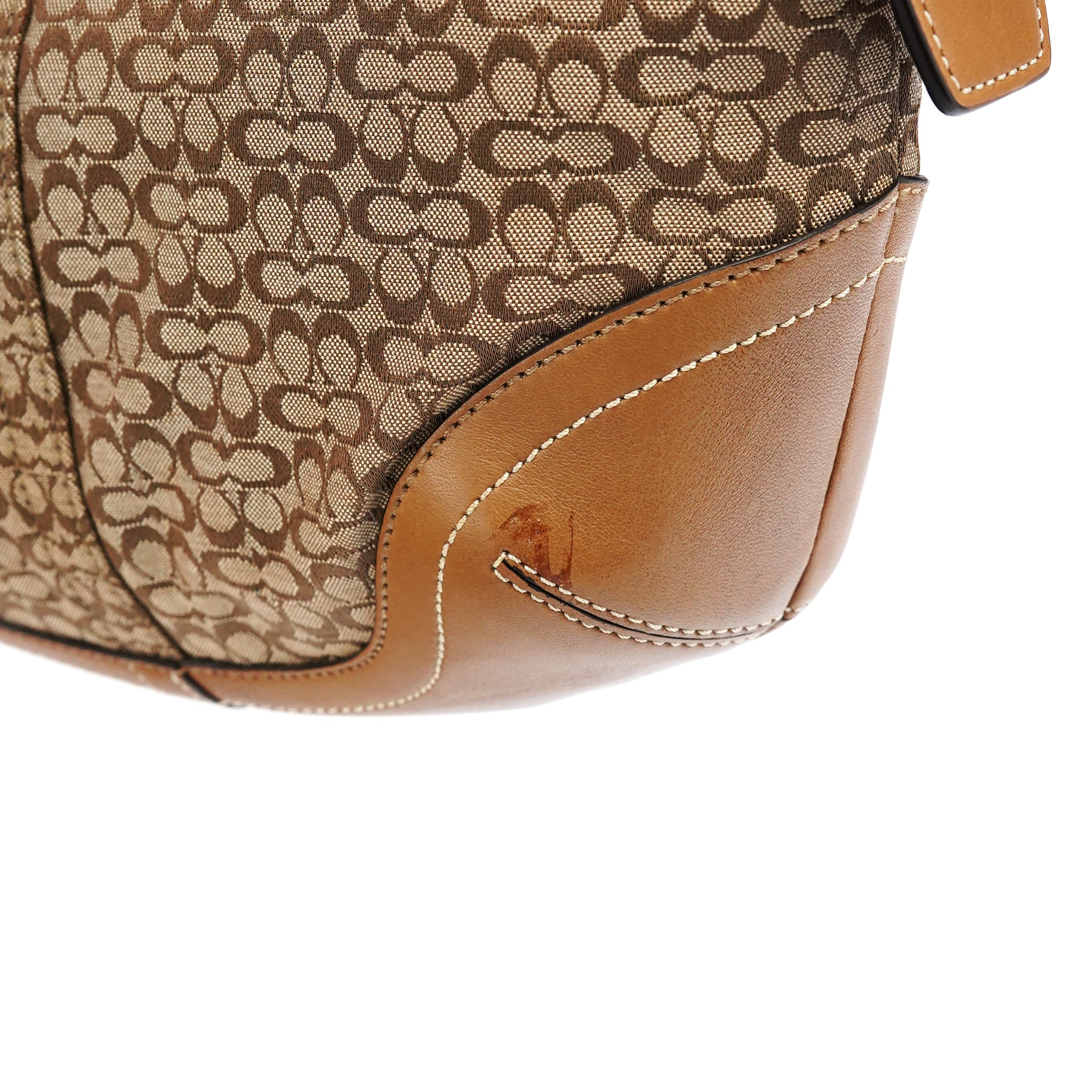 Coach 6351 Borsa a spalla Soho in pelle beige e marrone chiaro